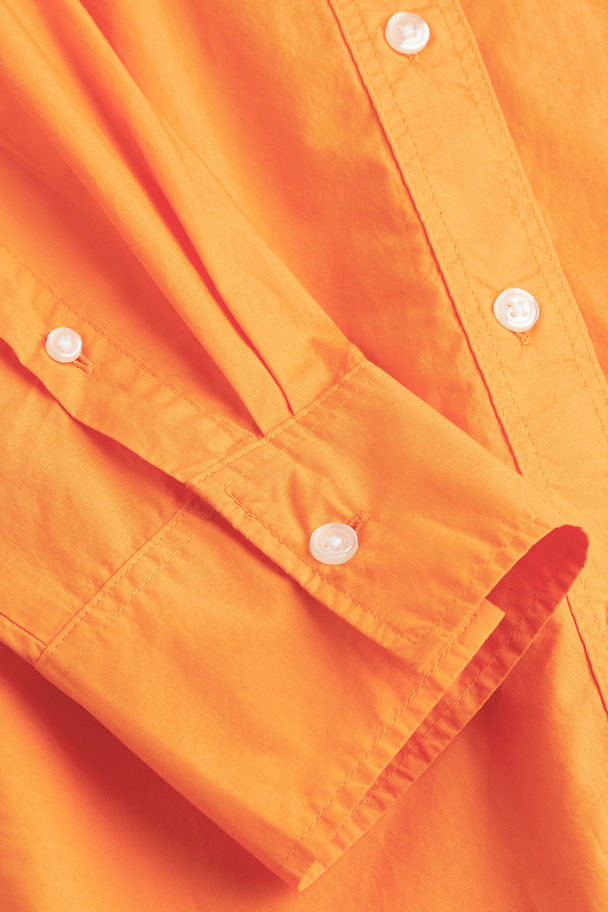 H&M Cotton Poplin Shirt Orange