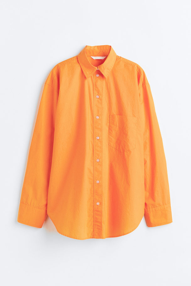 H&M Cotton Poplin Shirt Orange