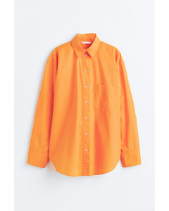 Hemdbluse aus Baumwollpopeline Orange