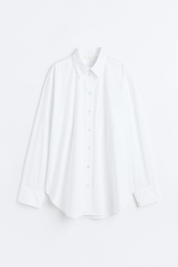 H&M Hemdbluse aus Baumwollpopeline Weiß