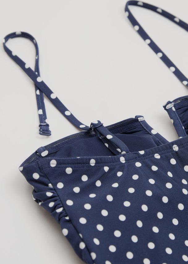 & Other Stories Polka-dot Bandeau Swimsuit Navy