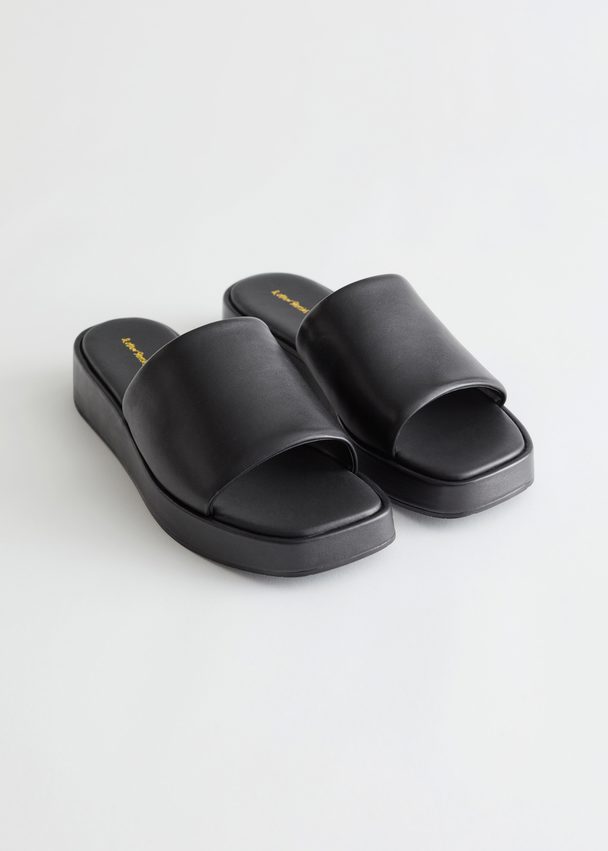 & Other Stories Leather Platform Sandals Black Leather