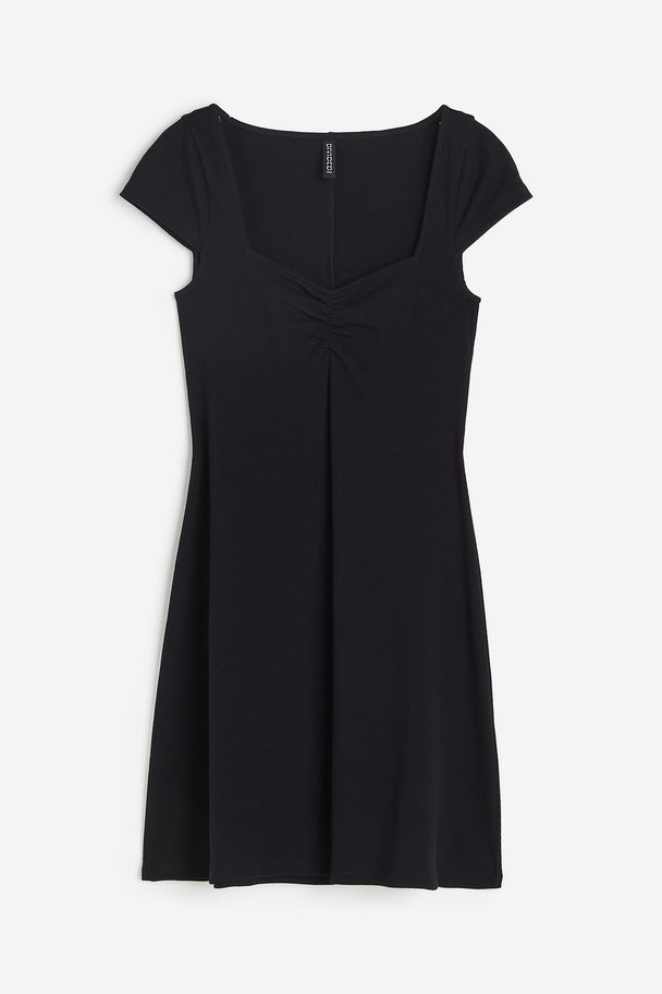 H&M Cap-sleeved Jersey Dress Black