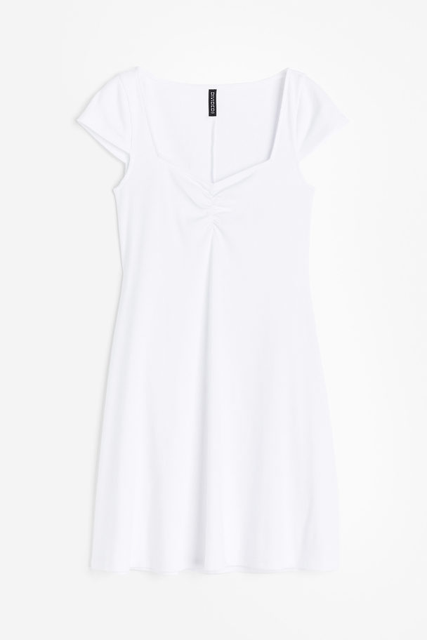 H&M Jerseykleid mit Kappenärmeln Weiß