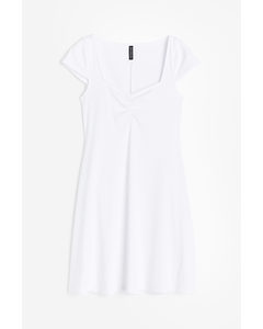 Cap-sleeved Jersey Dress White