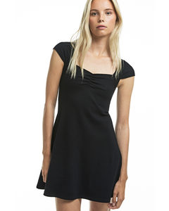 Cap-sleeved Jersey Dress Black