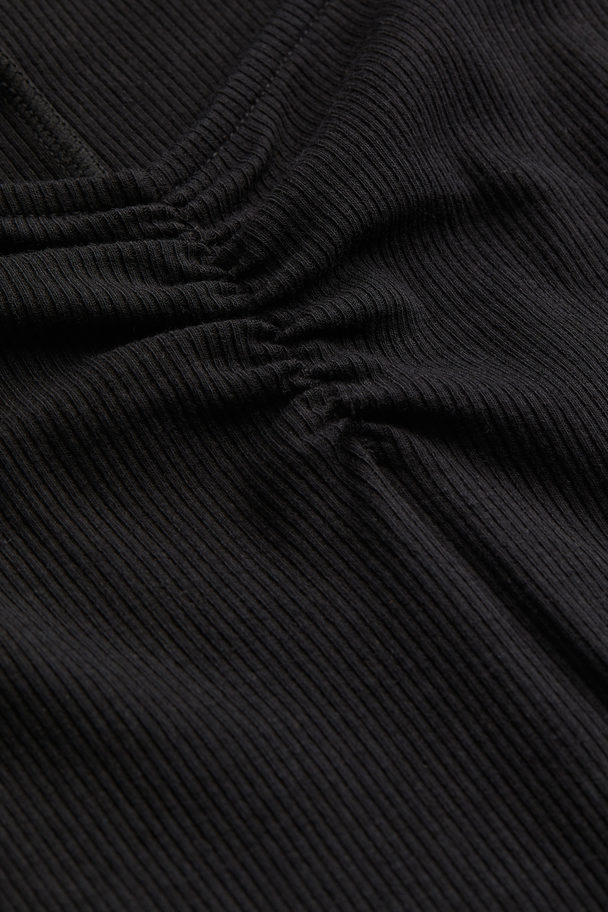 H&M Cap-sleeved Jersey Dress Black
