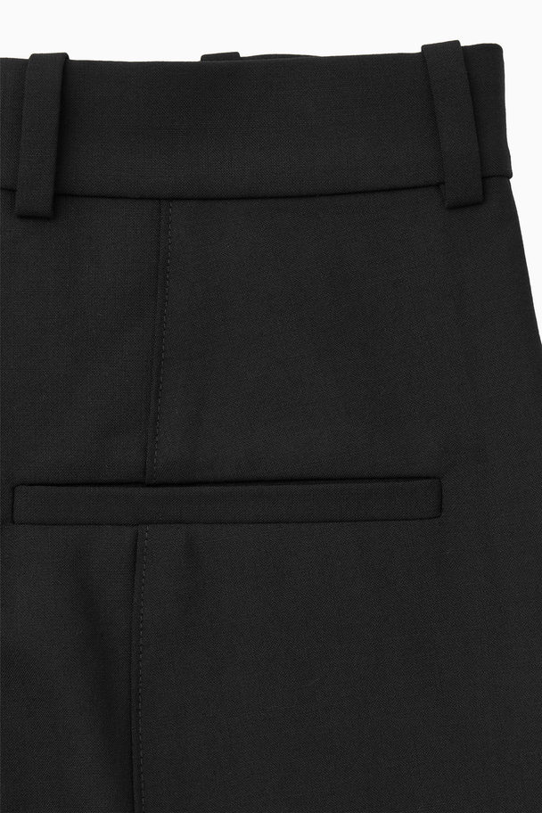 COS Pintucked Slim-leg Wool Trousers Black