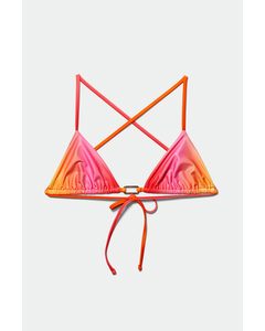 Printed Triangle Bikini Top Sunset