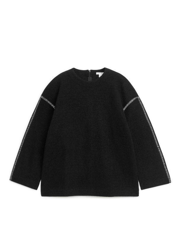 ARKET Sweatshirt aus gekochter Wolle Schwarz/Weiß