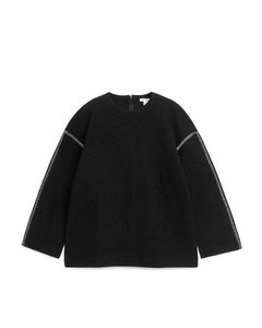 Sweatshirt aus gekochter Wolle Schwarz/Weiß