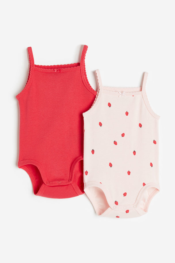 H&M 2er-Pack Ärmellose Bodys Rot/Erdbeeren