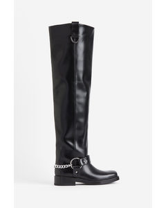 Over-the-knee Biker Boots Black