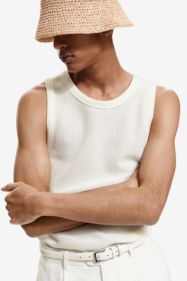 H&M Slim Fit Knitted Vest Top White
