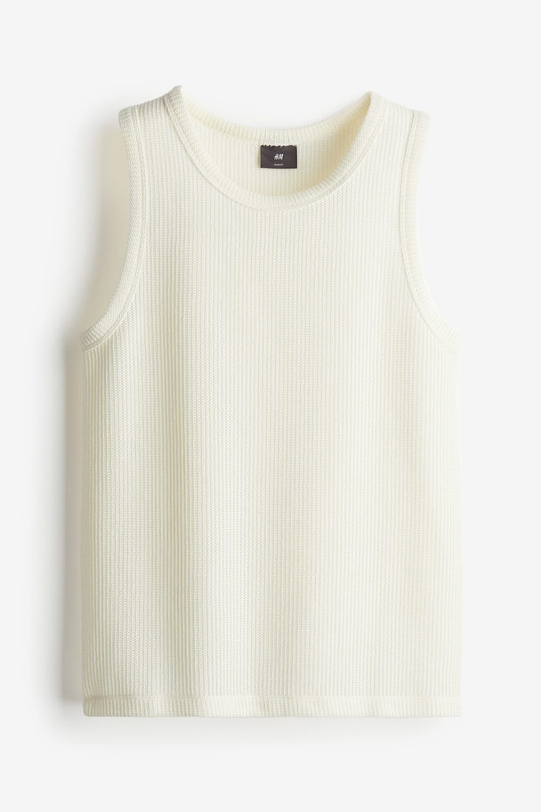 H&M Slim Fit Knitted Vest Top White