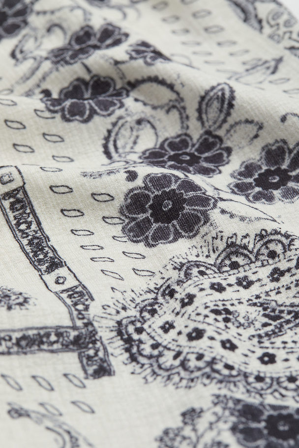 H&M Strukturvevd Skjorte Hvit/paisley-mønstret