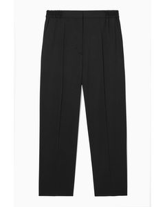 Tapered Elasticated Wool Trousers Black