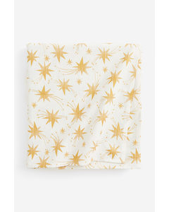 Glittery Cotton Tablecloth White/stars