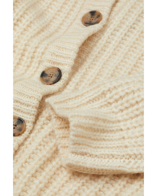 H&M Rib-knit Wool-blend Cardigan Light Beige