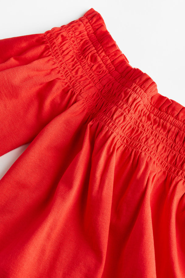 H&M Off-Shoulder-Jerseyshirt Rot