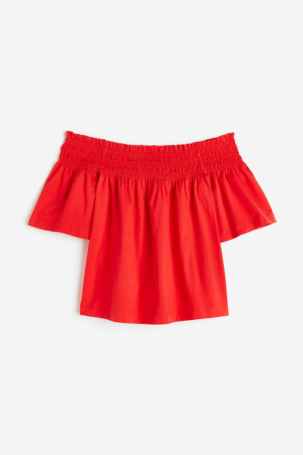H&M Off-the-shoulder Jersey Top Red