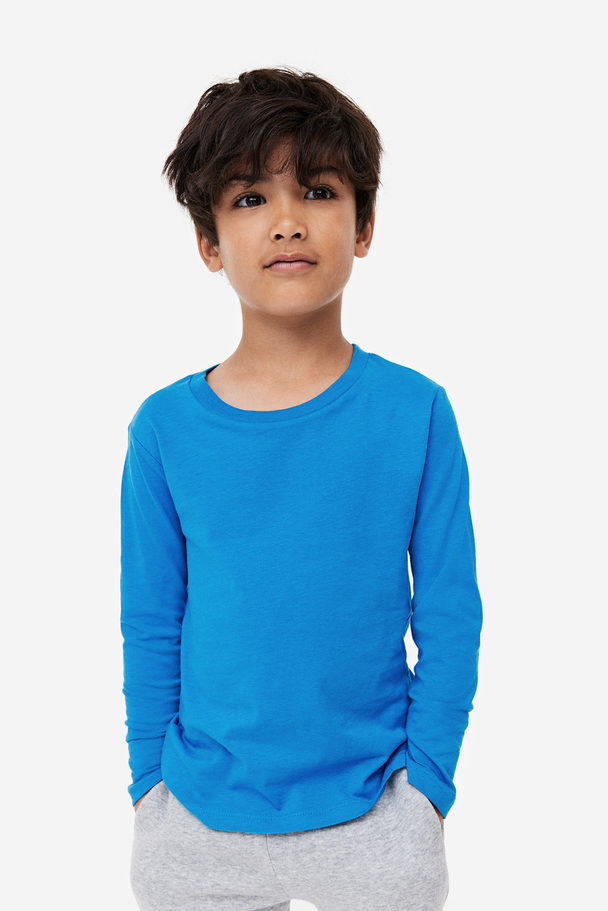 H&M 5er-Pack T-Shirts mit Langarm Knallblau/Blau