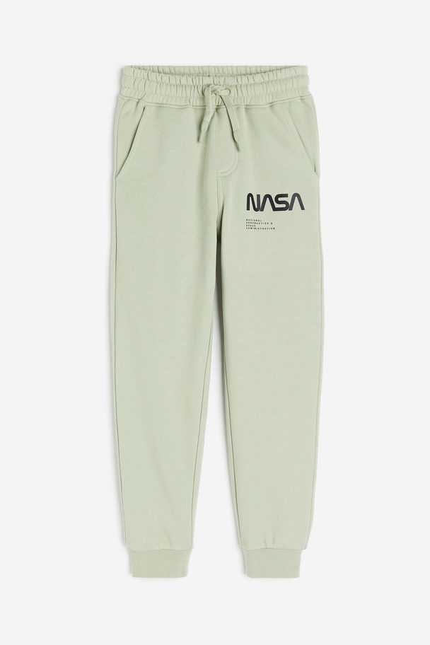 H&M Joggers Med Tryk Lysegrøn/nasa