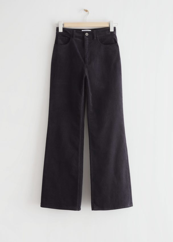 & Other Stories Wide Corduroy Trousers Dark Blue