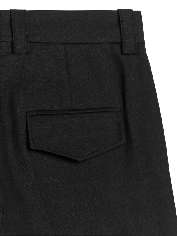 ARKET Turn Up Cotton-hemp Trousers Black