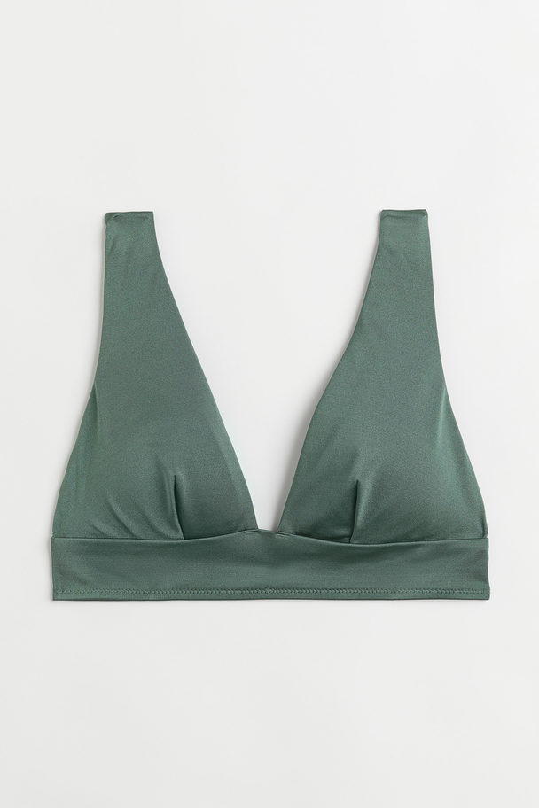 H&M Vattert Bikini-bh Mørk Grønn
