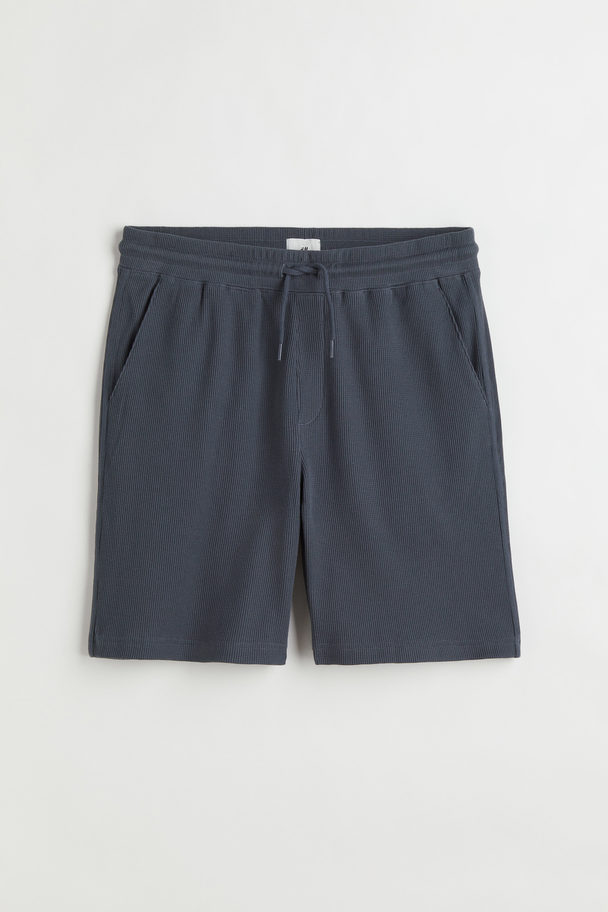 H&M Relaxed Fit Waffled Shorts Steel Blue