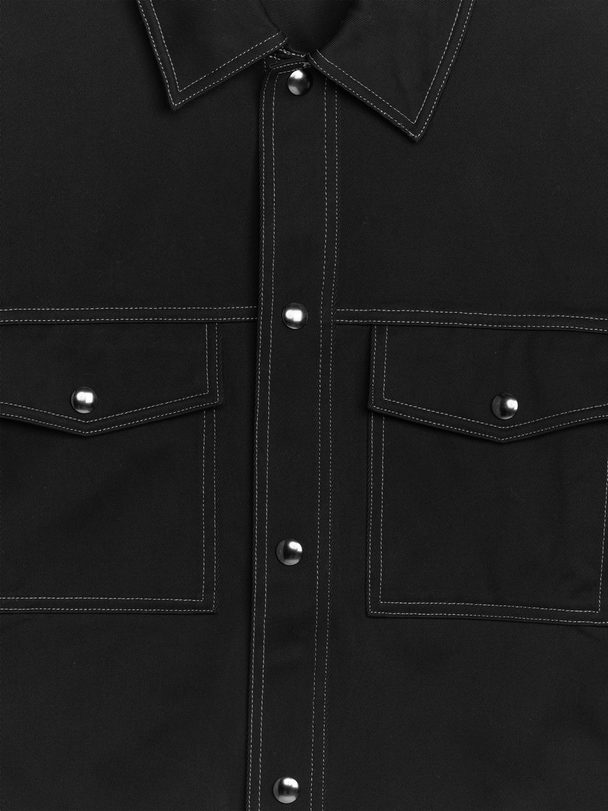 ARKET Cotton Twill Overshirt Black