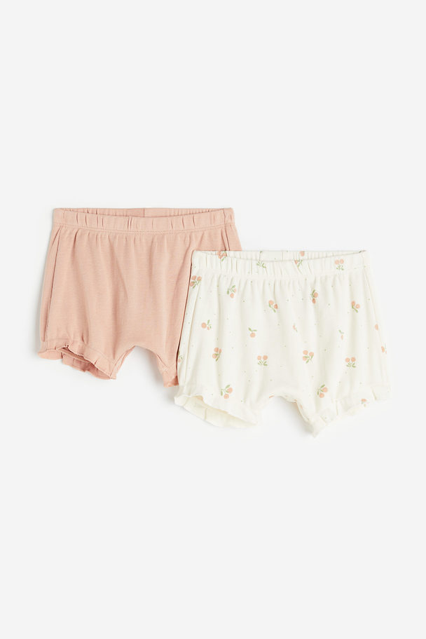 H&M 2-pack Jersey Shorts Powder Pink/peaches