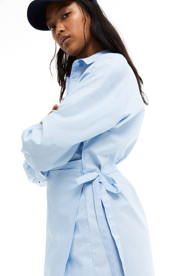 H&M Skjortklänning Med Omlottkjol Ljusblå