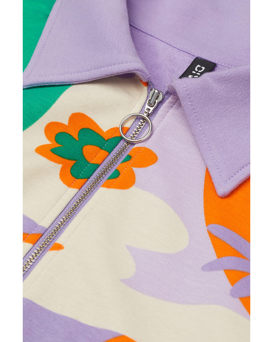H&M Short Jersey Jacket Light Purple/patterned