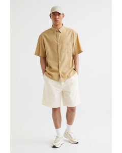 Relaxed Fit Cotton Shorts Cream