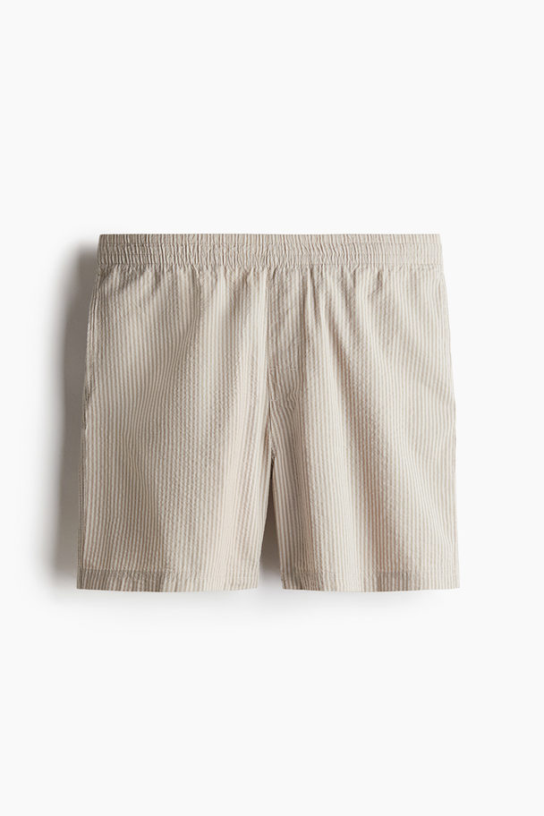 H&M Schlaftop und Shorts Beige/Gestreift