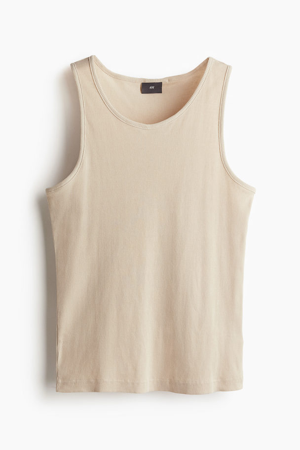 H&M Pyjamasinglet En -short Beige/gestreept