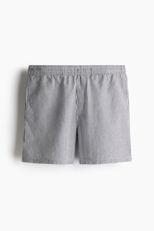 H&M Pyjamas Med Linne Och Shorts Vit/marinblårandig