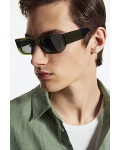 Rectangle-frame Sunglasses Green