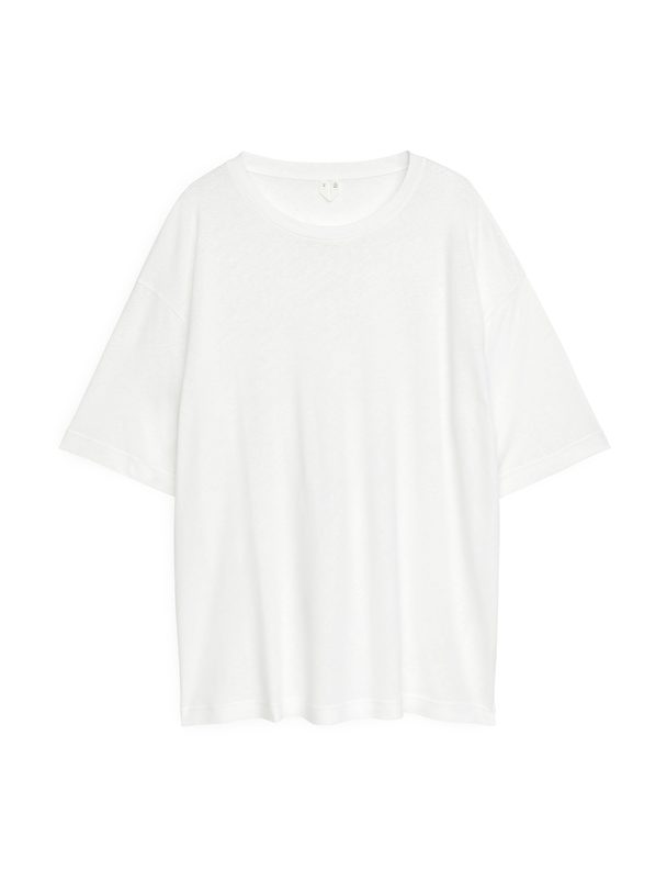 ARKET Oversized-T-Shirt aus Baumwolle und Leinen Weiß