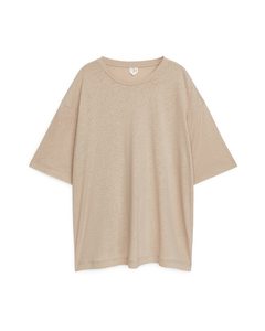Oversized Cotton Linen T-shirt Beige