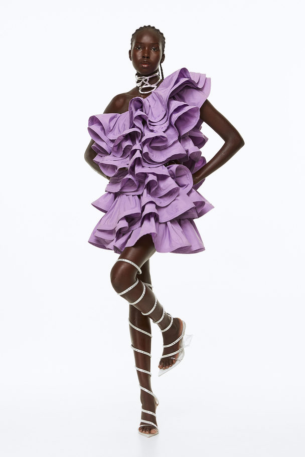 H&M Flounced Mini Dress Amethyst