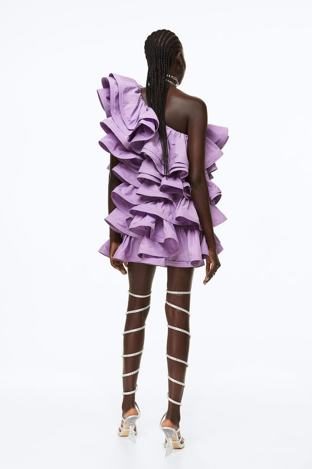 H&M Flounced Mini Dress Amethyst