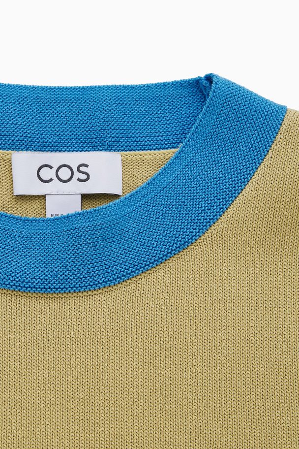 COS Striped Knitted T-shirt Beige / Cream / Turquoise