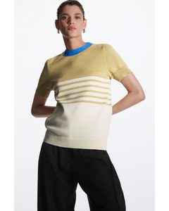 Striped Knitted T-shirt Beige / Cream / Turquoise