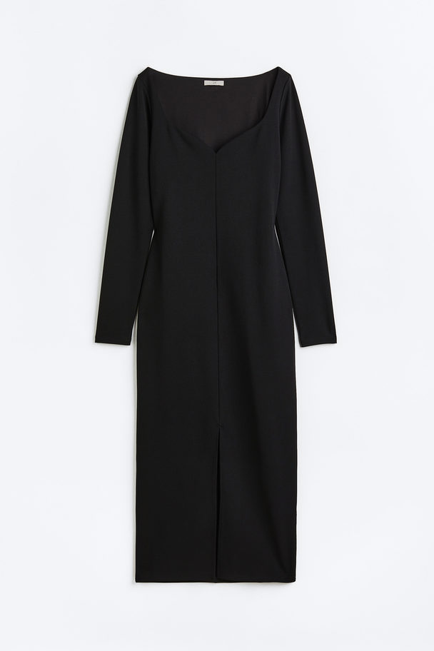 H&M Fitted Jersey Dress Black