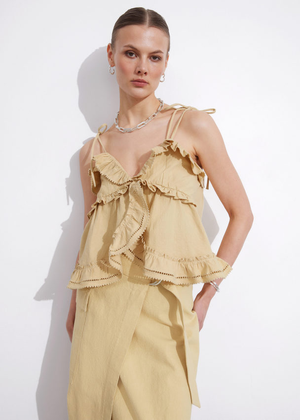 & Other Stories Strappy Bustier Frill Top Beige