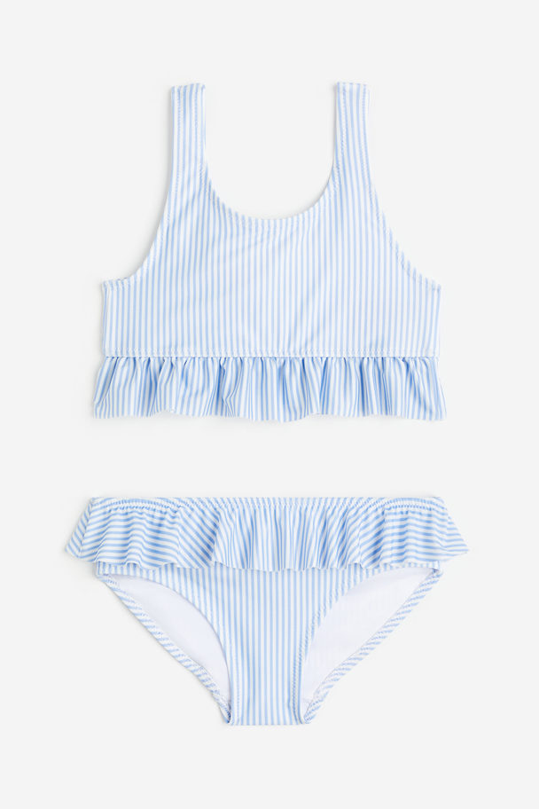 H&M Flounced Bikini Light Blue/striped