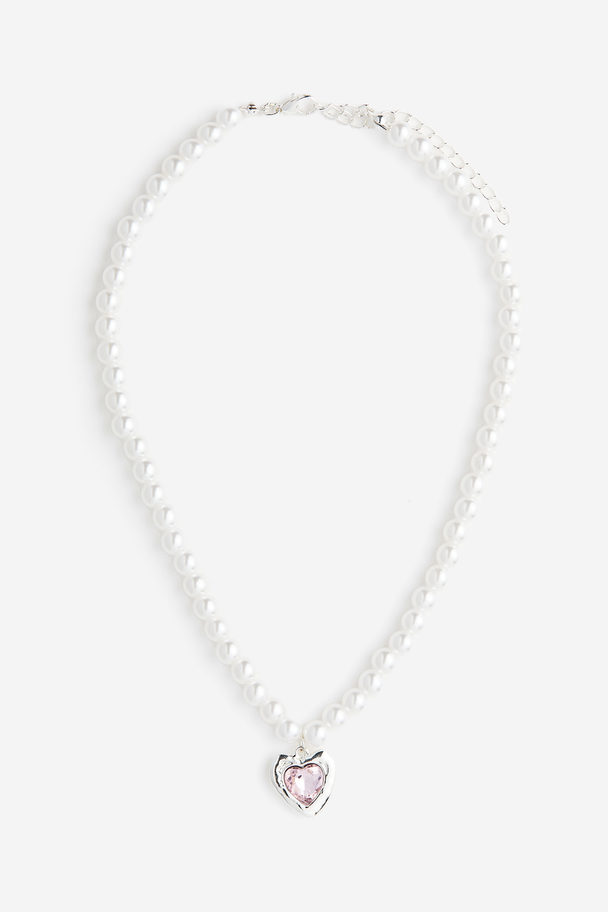 H&M Kurze Halskette mit Anhänger Weiß/Herz